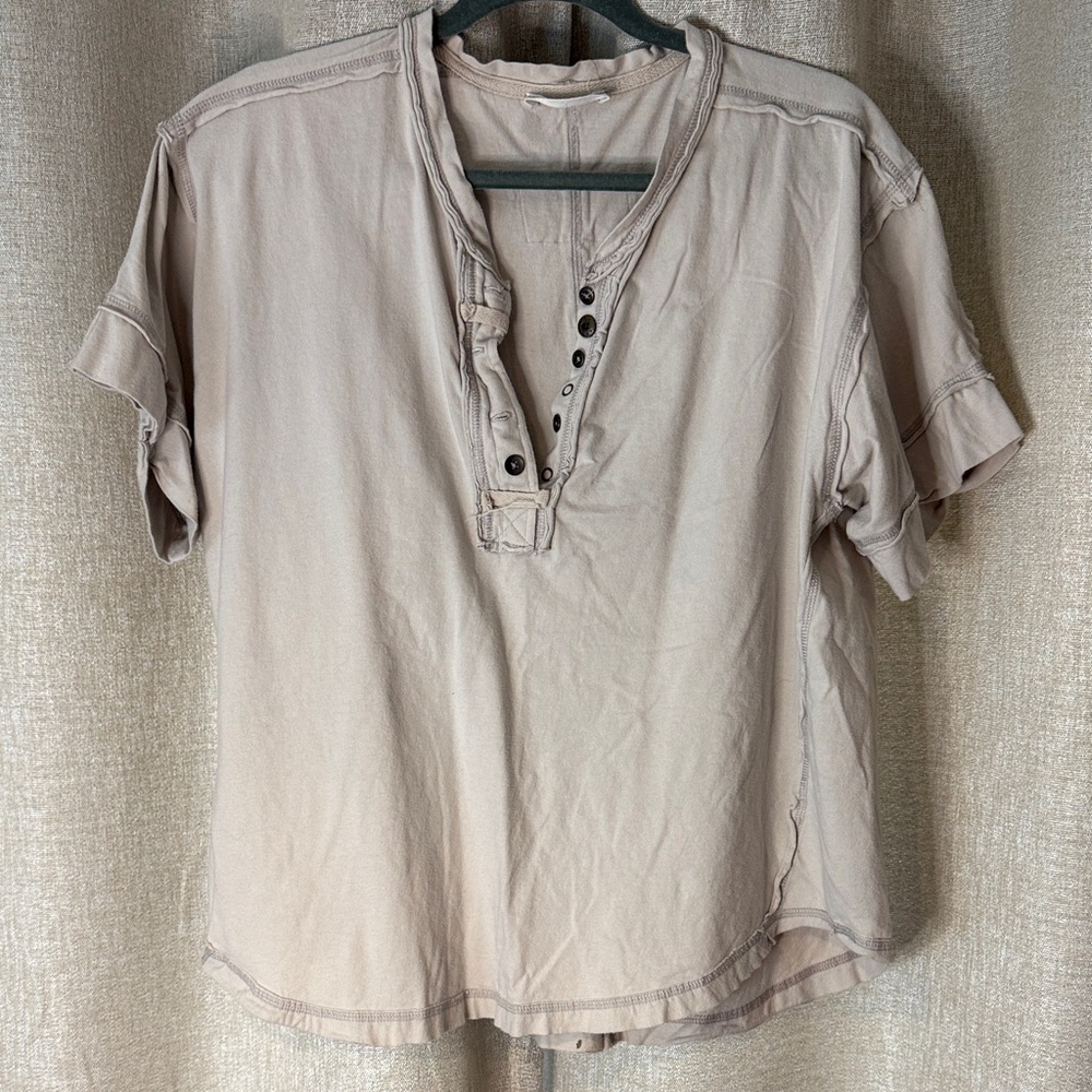 Zenana Outfitters Beige Button Down Shirt